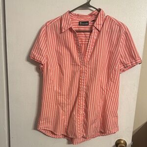 7th Avenue Coral and White Striped Shirt